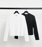 Daisy Street Plus 2 Pack Long Sleeve Crop T-shirt In Black And White-multi