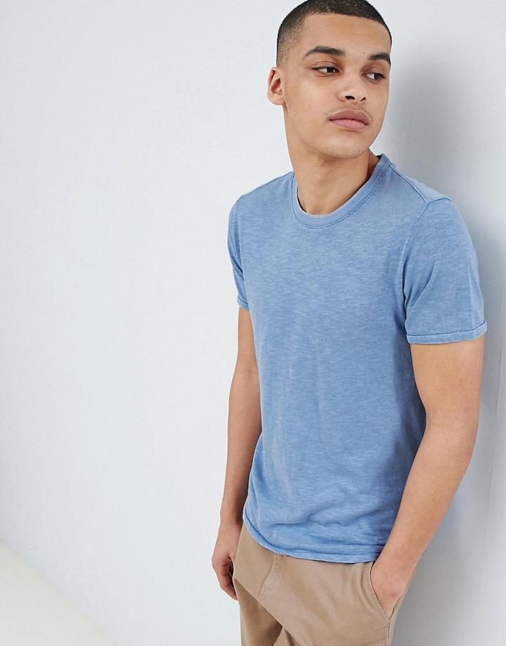 Selected Homme Stripe T-shirt In Organic Cotton - Blue