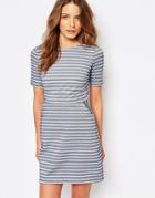 Warehouse Stripe A Line Dress - Blue