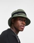 Topman Nylon Bucket Hat In Khaki-green