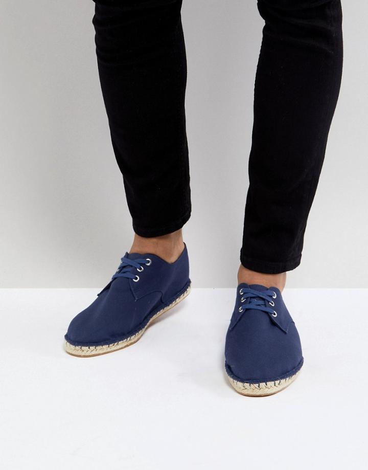Asos Derby Espadrilles In Navy Canvas - Navy