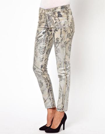 Vivienne Westwood Anglomania For Lee Skinny Jeans In Silver Flock