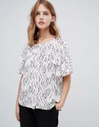 Ichi Printed Blouse With Cape Sleeves - Multi