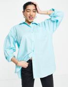 New Look Long Sleeve Shirt In Turqouise-blue