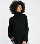 Topshop Maternity Roll Neck Longline Sweater In Black-gray