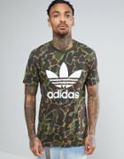 Adidas Originals Trefoil Logo T-shirt In Camo Bk5861 - Green
