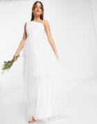 Y.a.s Bridal Tiered One Shoulder Dress In White