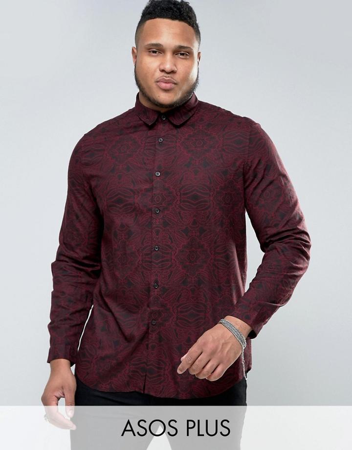 Asos Plus Regular Fit Viscose Shirt With Paisley Print - Black