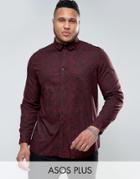 Asos Plus Regular Fit Viscose Shirt With Paisley Print - Black