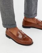 Asos Design Loafers In Tan Leather With Black Sole