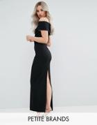 City Goddess Petite Bardot Maxi Dress - Black