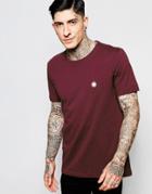Pretty Green T-shirt In Slim Fit With Pg Logo In Burgundy - Burgundy
