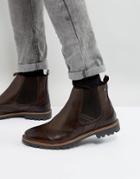 Base London Bosworth Leather Brogue Chelsea Boots In Brown - Brown
