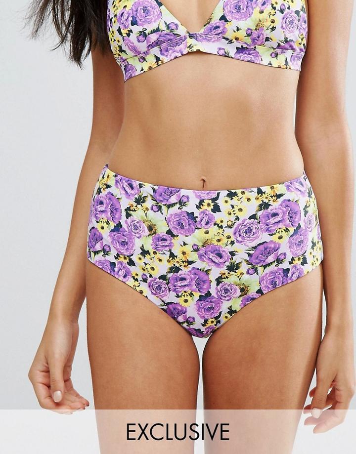 Warehouse Flower Burst High Waist Bikini Bottoms - Multi