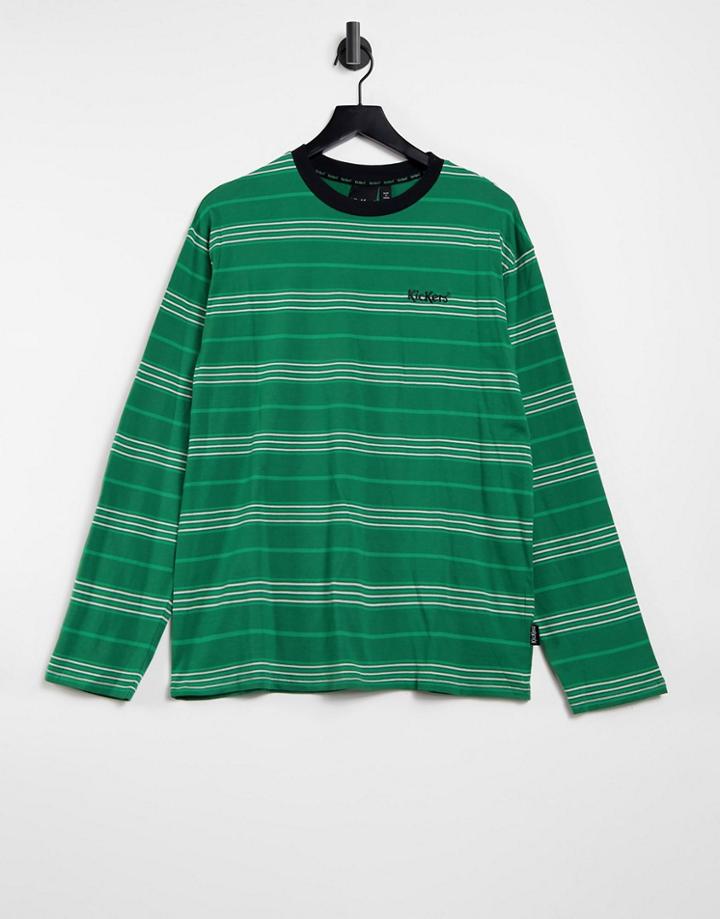 Kickers Long Sleeve Top In Green Stripe