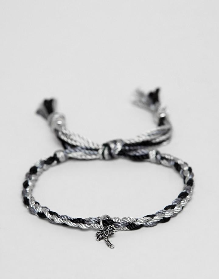 Classics 77 Plaited Bracelet In Black & White With Palm Tree Charm