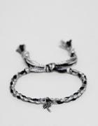 Classics 77 Plaited Bracelet In Black & White With Palm Tree Charm