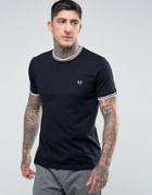 Fred Perry Slim Fit Twin Tipped Ringer T-shirt In Black - Black