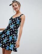 Asos Design Sundress In Floral Spot Print - Multi