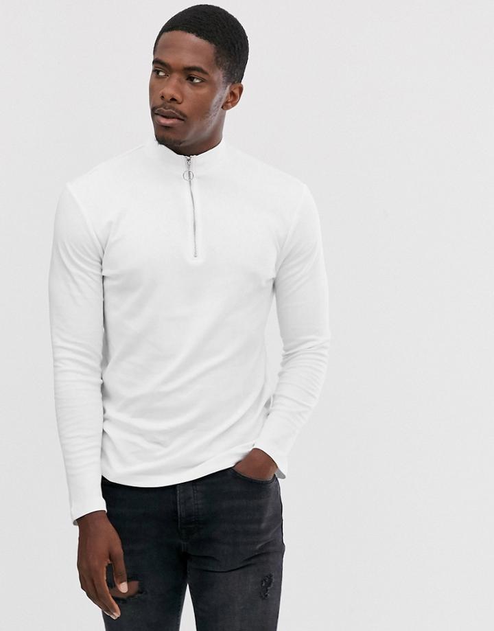 New Look Long Sleeve Zip Turtleneck In White