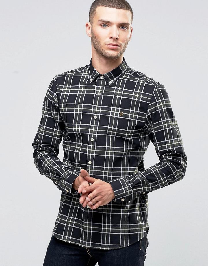Farah Shirt In Plaid Cotton Slim Fit Green - Green