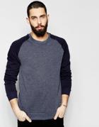 Only & Sons Sweatshirt With Contrast Raglan Sleeves - Blue