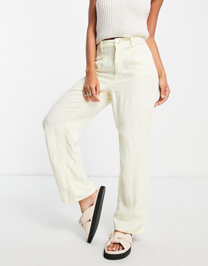 Mango Wide Leg Pant In Yellow