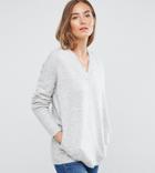 Asos Tall Sweater With V Neck In Wool Mix - Gray