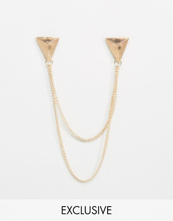 Reclaimed Vintage Collar Tips With Chain - Gold