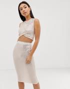 Club L Sparkle Crop Top Two-piece In Mink - Beige