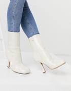 Asos Design Electric High Heeled Ankle Boots In Off White