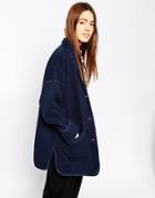 Asos Textured Denim Donkey Jacket In Indigo - Indigo