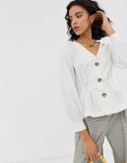 River Island Tea Blouse With Button Through In White