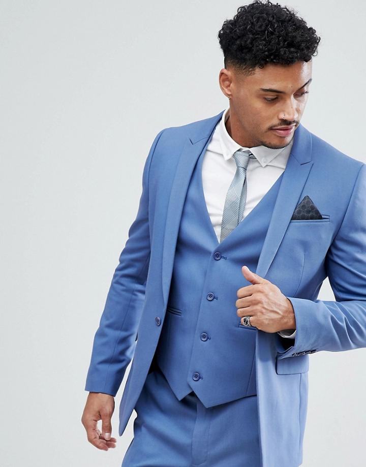 Asos Skinny Suit Jacket In Cornflour Blue - Blue
