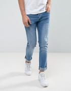 Loyalty And Faith Slim Fit Jeans With Abbriasions In Light Wash - Blue