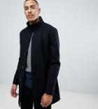 French Connection Tall Wool Blend Funnel Neck Coat-black