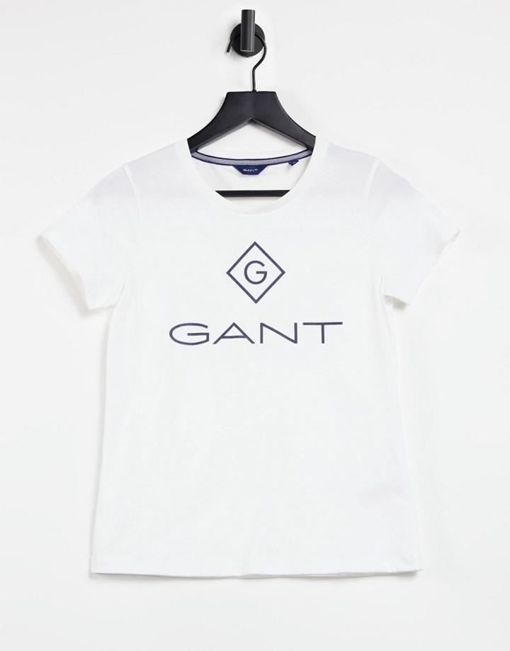 Gant Lock Up Crew Neck T-shirt In White