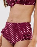 Pour Moi Fuller Bust Hot Spots High Waist Bikini Bottom In Berry-red