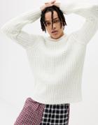 Asos Design Knitted Chenille Turtleneck Sweater In White - White