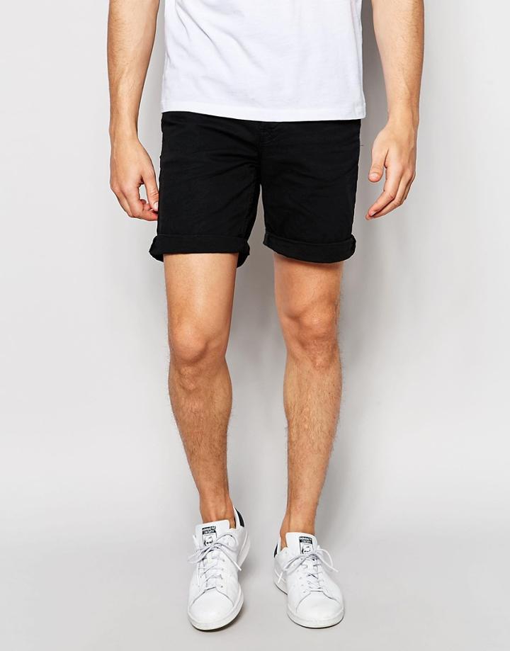 Only & Sons Black Denim Shorts - Black
