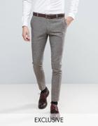 Heart & Dagger Super Skinny Pants In Herringbone Fleck Tweed - Brown