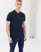 Farah Wade Slim Fit Tipped Cuff Polo In Navy - Navy