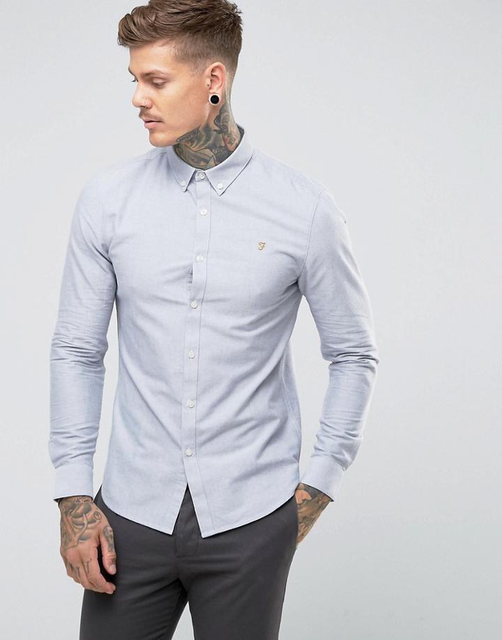 Farah Brewer Slim Fit Oxford Shirt In Light Gray - Gray