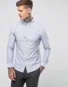 Farah Brewer Slim Fit Oxford Shirt In Light Gray - Gray