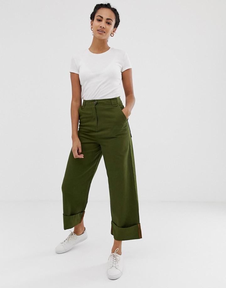 Asos Design Combat Pants With Straight Leg-green