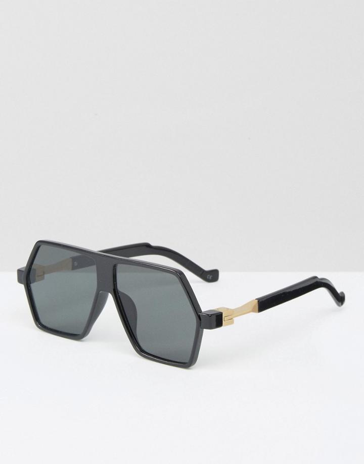 Jeepers Peepers Aviator Hex Sunglasses - Black