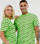 Life Is Beautiful Unisex All Over Logo Relaxed T-shirt - Green