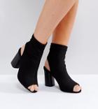 Truffle Collection Wide Fit Peep Toe Heeled Shoe Boots - Black