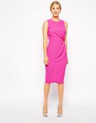 Asos Pencil Dress In Crepe With Drape Detail - Black