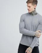 Farah Lesser Slim Fit Waffle Textured Long Sleeve Top In Gray - Gray